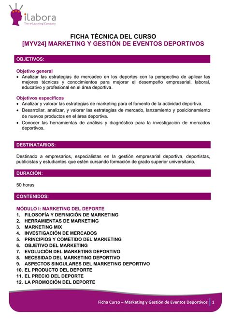 Curso online de marketing y gestión de eventos deportivos PDF