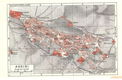 Carta Geografica Antica Assisi Pianta Della Citt Tci Antique Map