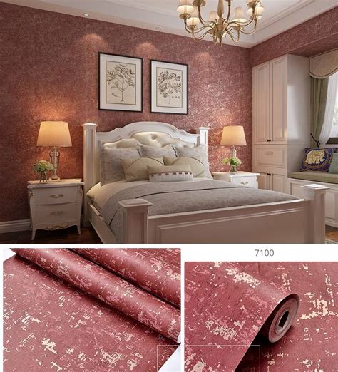 Maroon Color Pattern Plain Interior Fashion Design Home Decoration Wallpaper non sticker