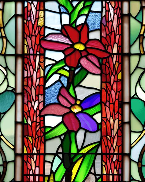 Flowers Stained Glass Window · Creative Fabrica