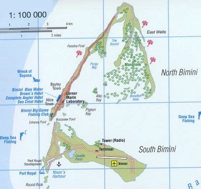 Map Of The Bimini Islands North South East Bimini Bimini