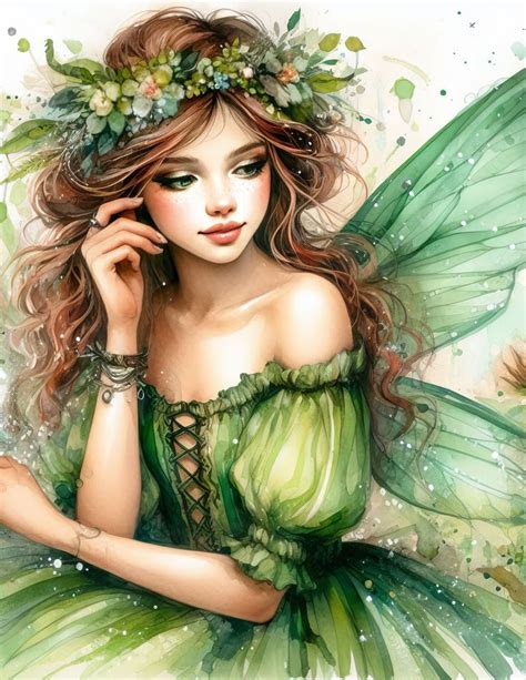 Images Green Fairy Images Digital Art Printable Kit Instant Digital