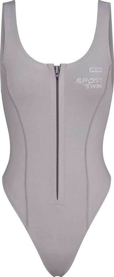 Skims Sport Swim Scoop Neck One Piece Chrome Shopstyle