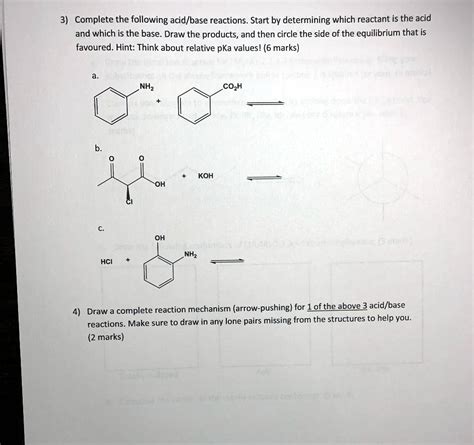 Solved 3 Complete The Following Acidbase Reactions Start By