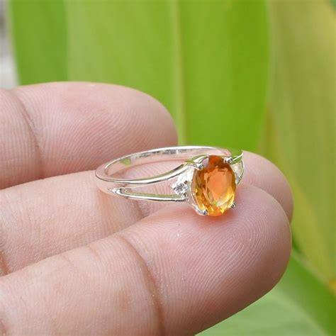 Citrine Ring Oval Cut November Birthstone 925 Sterling Silver Ring