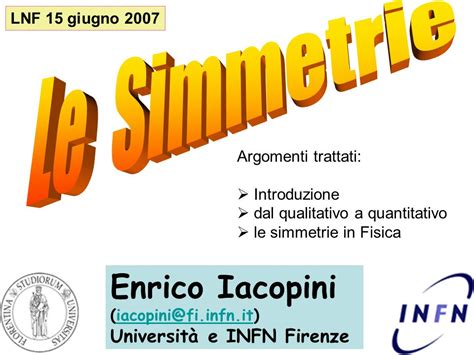 Enrico Iacopini Le Simmetrie Universit E Infn Firenze Ppt Scaricare