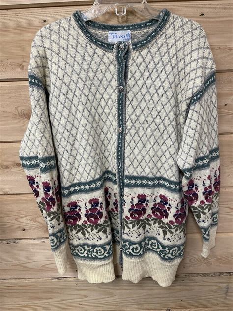 Deans Of Scotland Vintage Shetland Wool Cardigan Swea Gem