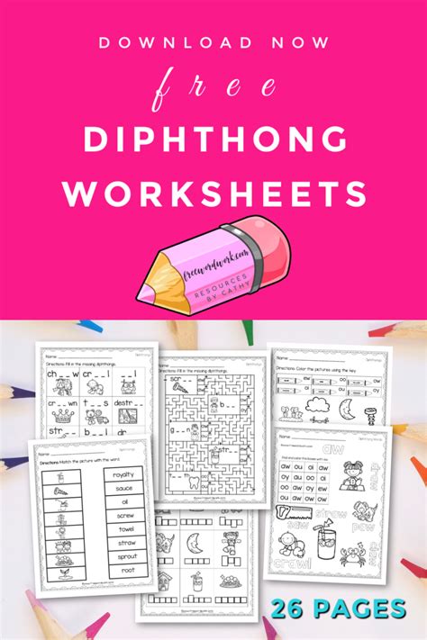 Diphthong Worksheets Free Word Work Word Work Practice Phonics