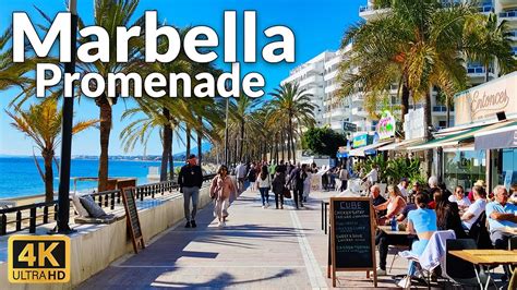 Walking On Marbella Promenade Malaga Spain In January 2023 4K Ultra