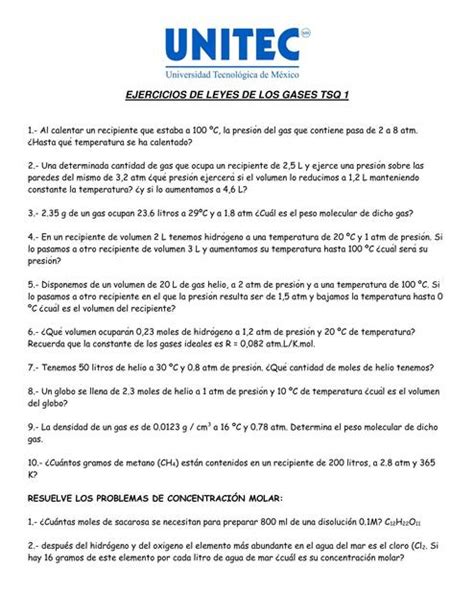 Ejercicios De Leyes De Los Gases Tsq Fernanda De La Garza Udocz