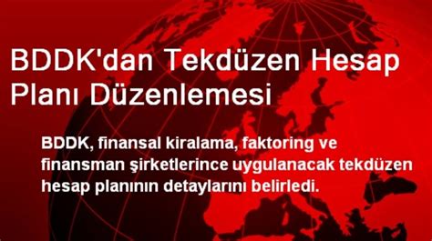 BDDK dan Tekdüzen Hesap Planı Düzenlemesi Son Dakika