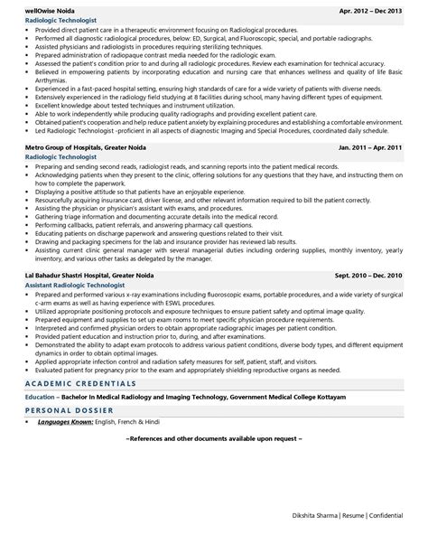 Radiologic Technologist Resume Examples & Template (with job winning tips)