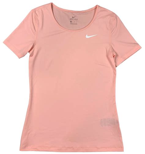 Nike Nike Womens Pro Dri Fit Allover Mesh Training Top Shirt Peach New Xs