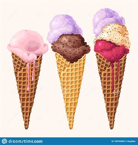 Vector Set Of Ice Creams With Different Flavours Stock Vector