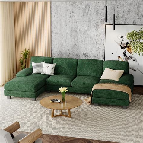 Furniwell Convertible Sectional Sofa Couch 4 Seat Sofa Set