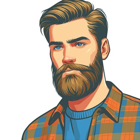 Premium Vector Man With A Beard Mustache Cartoon Man With A Beard