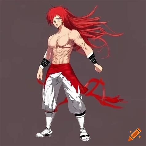 Muscular Wrestler In Red And Black Outfit Inspired By Persona Anime Art