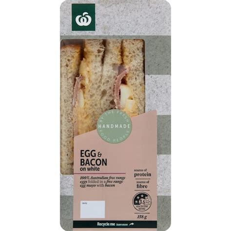 Woolworths Egg And Bacon On On Farmhouse White Sandwich 158g Bunch