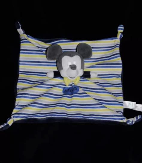 Doudou Plat Mickey Hello Disney Nicotoy Pr Maman Ray Bleu Jaune Etat