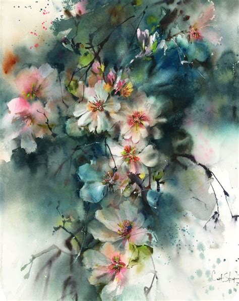 Almond Blooming Florals Watercolor Painting Watercolour by Sophie Rodionov | Artfinder