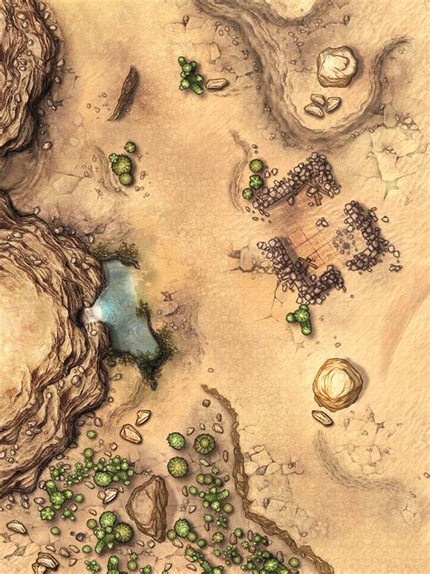 Desert Canyon Spring Battlemap 30x40 By Savingthrower On Deviantart