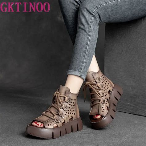 GKTINOO Sandalias De Piel Aut Ntica Para Mujer Zapatos De Verano Con