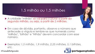 1 5 Milhão Ou Milhões - Português para todos: 1,5 milhão ou 1,5 milhões