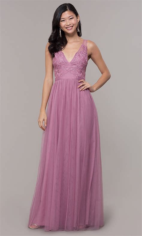 V Neck Long Mauve Pink Prom Dress By Promgirl Prom Dresses Long Pink