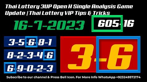 Thai Lottery 3UP Open H Single Analysis Game Update Thai Lottery VIP