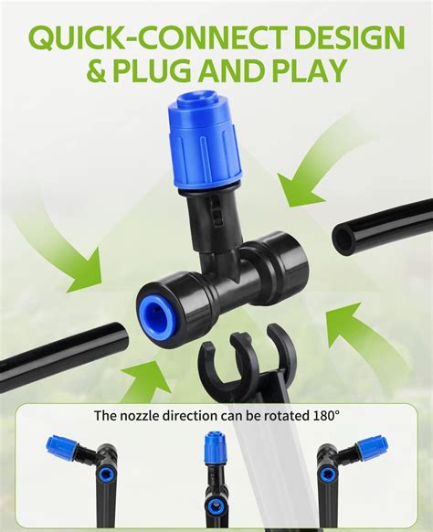 Hiraliy Ft Quick Connect Drip Irrigation Kit With Adjustable Fan