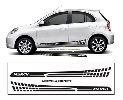 Kit Adesivo Lateral Faixa Nisan March Acessórios Faixa Parcelamento