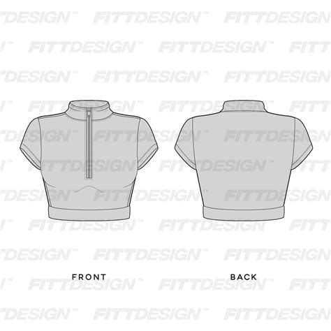 Ladies Half Zip Cap Sleeve Crop Top Tech Pack Techpacktemplate