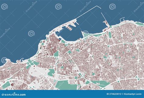 Tripoli Map. Detailed Map of Tripoli City Administrative Area. Cityscape Urban Panorama. Outline ...