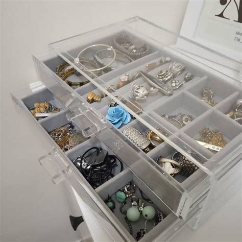 Big Jewelry Organizer Jewelry Drawers Ring Box Velvet Tray Etsy Wood