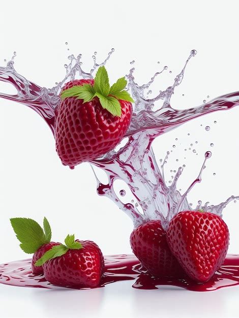 Premium Photo Raspberries In Juice Splash Isolated On A White And