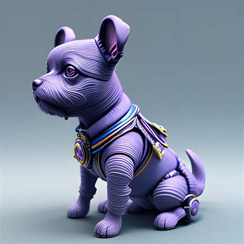 Cute toy dog, from side, purple blue color scheme, Smooth plasti ...