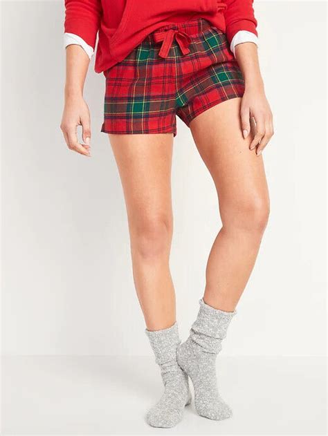 Nwt Old Navy Flannel Boxer Pajama Sleep Shorts Red Green Tartan Women