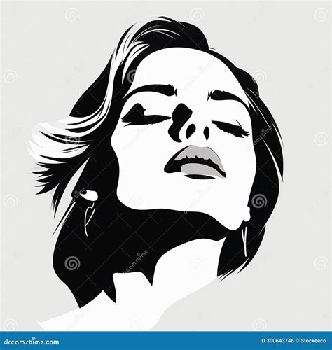 Elegant Pop Art Inspired Woman S Face Illustration In Black And White