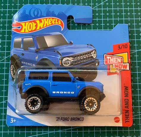 Hot Wheels Ford Bronco Blue Then And Now Short Card Hard To Find Collector Miniature Model