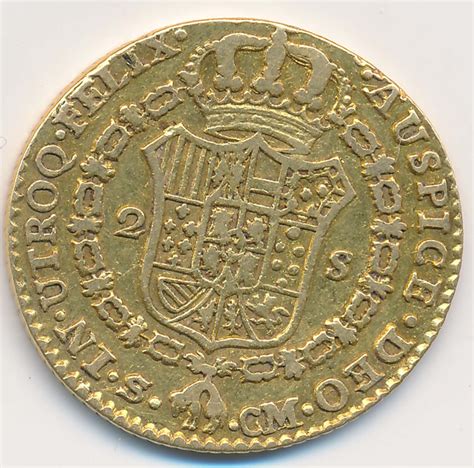 Spain Rare 1787s 2 Escudos Gold Coin