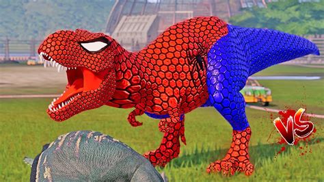 Spider Man T Rex Vs Captain America I Rex Dinosaurs Break Out Green