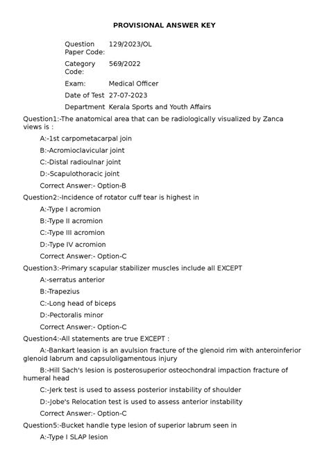 Kpsc Medical Officer Exam 2023 Code 1292023ol Medical Officer Ayurveda Kerala Psc Exams