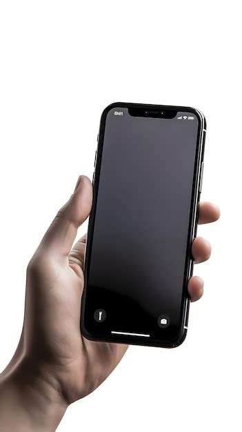 M O Masculina Segurando Um Smartphone Preto Tela Em Branco Isolada