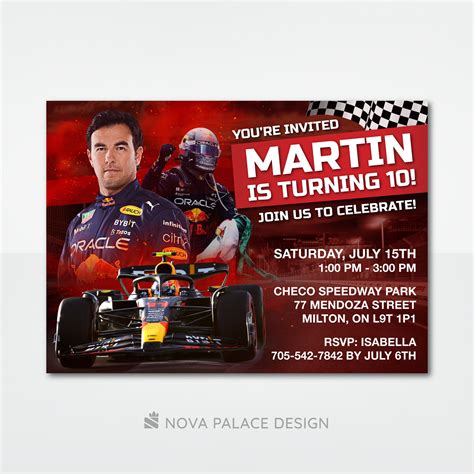 Invitación de Sergio Pérez Invitación de cumpleaños de Checo Red Bull