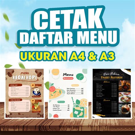 Jual Daftar Menu Makanan Minuman Custom Design Shopee Indonesia