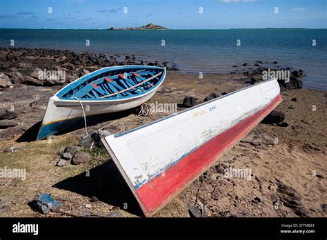 Fishing Boats On The Beach And The Colourful Indian Ocean Rodrigues