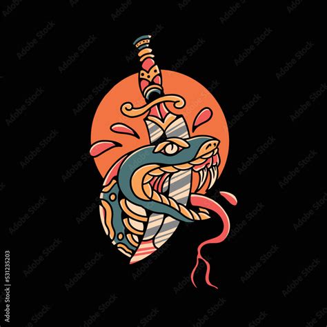 snake knife tattoo vector design Stock Vector | Adobe Stock