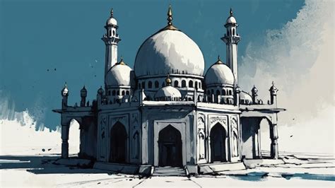 Premium Photo A Drawing Of A Building With A Large Dome And A Large
