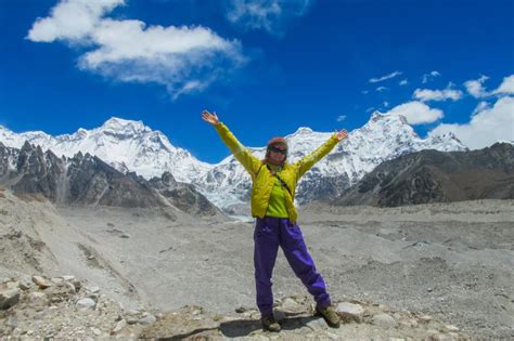 Tourist Trekker On Everest Base Camp Ebc Trek Mountains In Himalayas