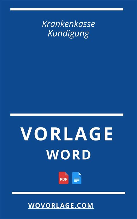 Krankenkasse Kündigung Vorlage WORD PDF Muster